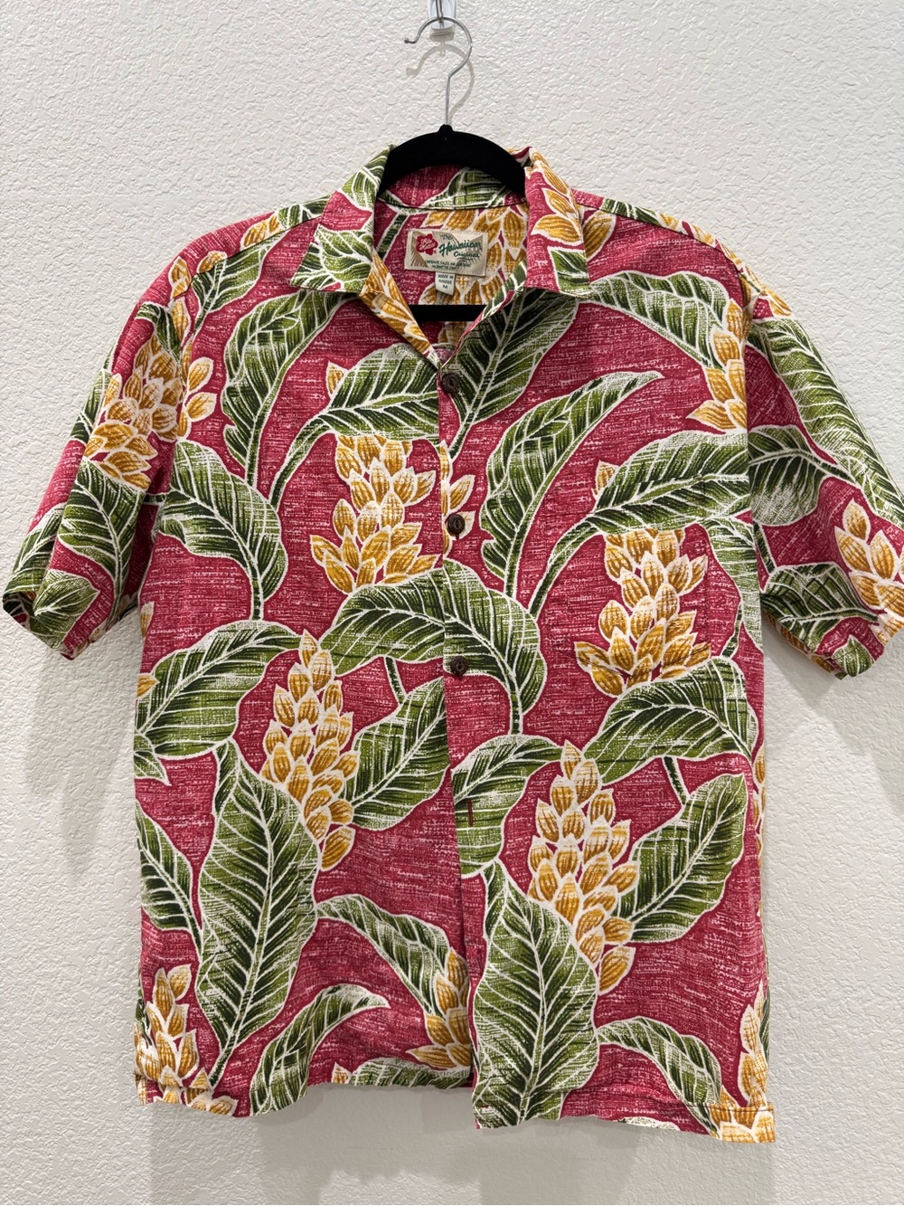 Vintage Hilo Hattie Hawaiian Shirt Mens M Made in Hawaii Aloha Tropical Floral